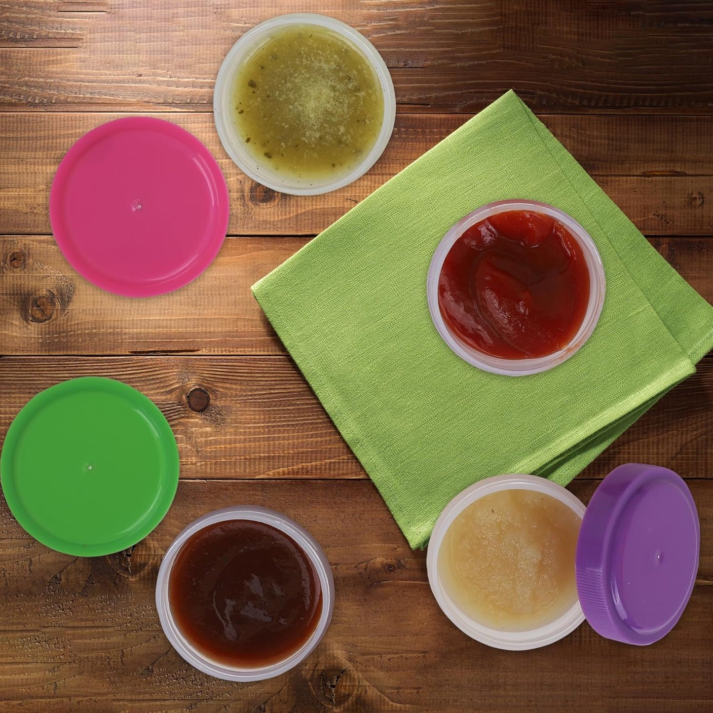 Condiment Containers with Screw Lids (4-Piece) - Reusable Leakproof Salad Dressing Containers to go - Small Mini Food Storage Cups for Lunch, Dishwasher Friendly, 1.4-Ounce