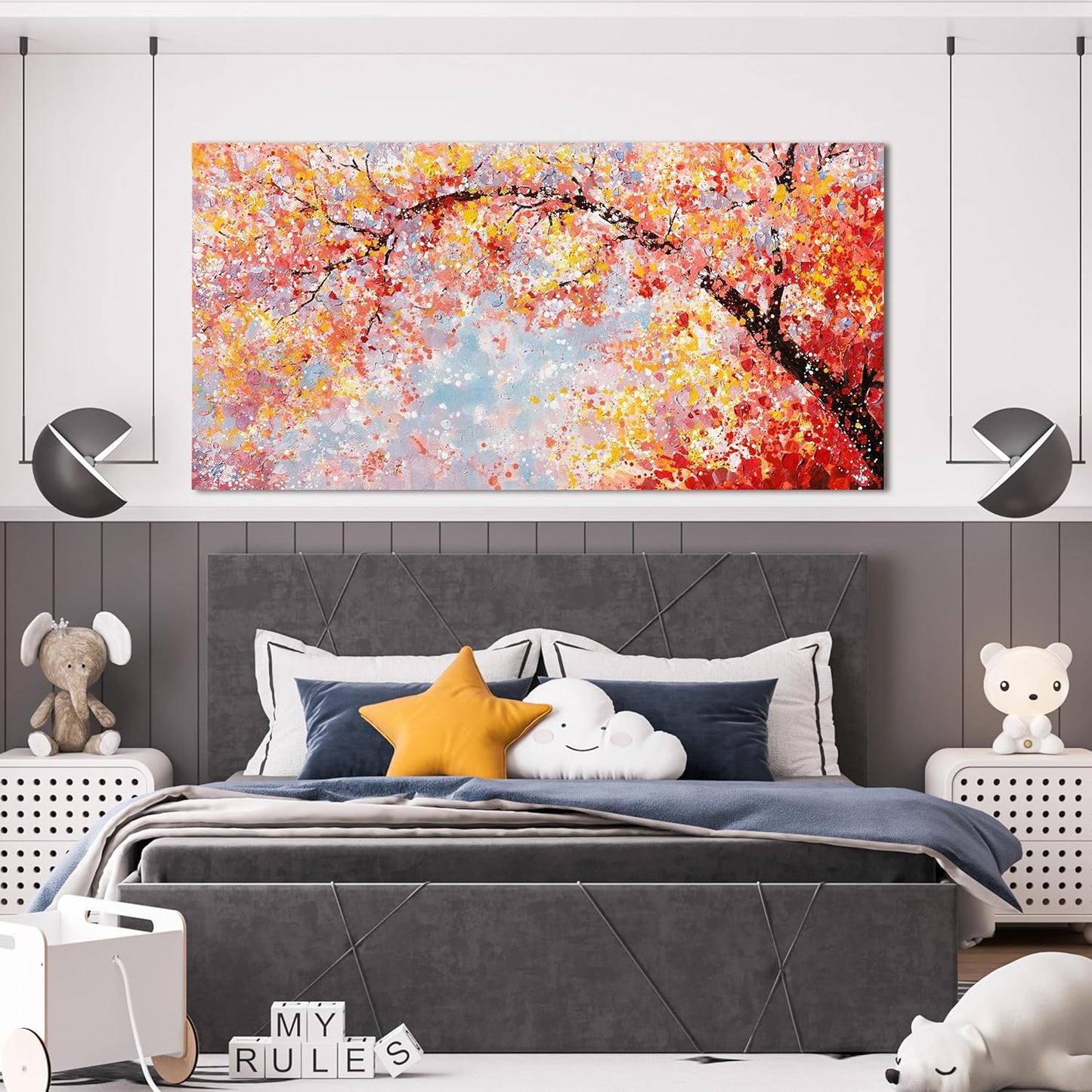 Canvas Wall Art Decor Canvas Modern Art Wall Decor Tree of Life Wall Art for Living Room Colorful Wall Art Decor Tree Flower Wall Art Prints Art Work for Room Home Office Wall Decor 24" X 48"