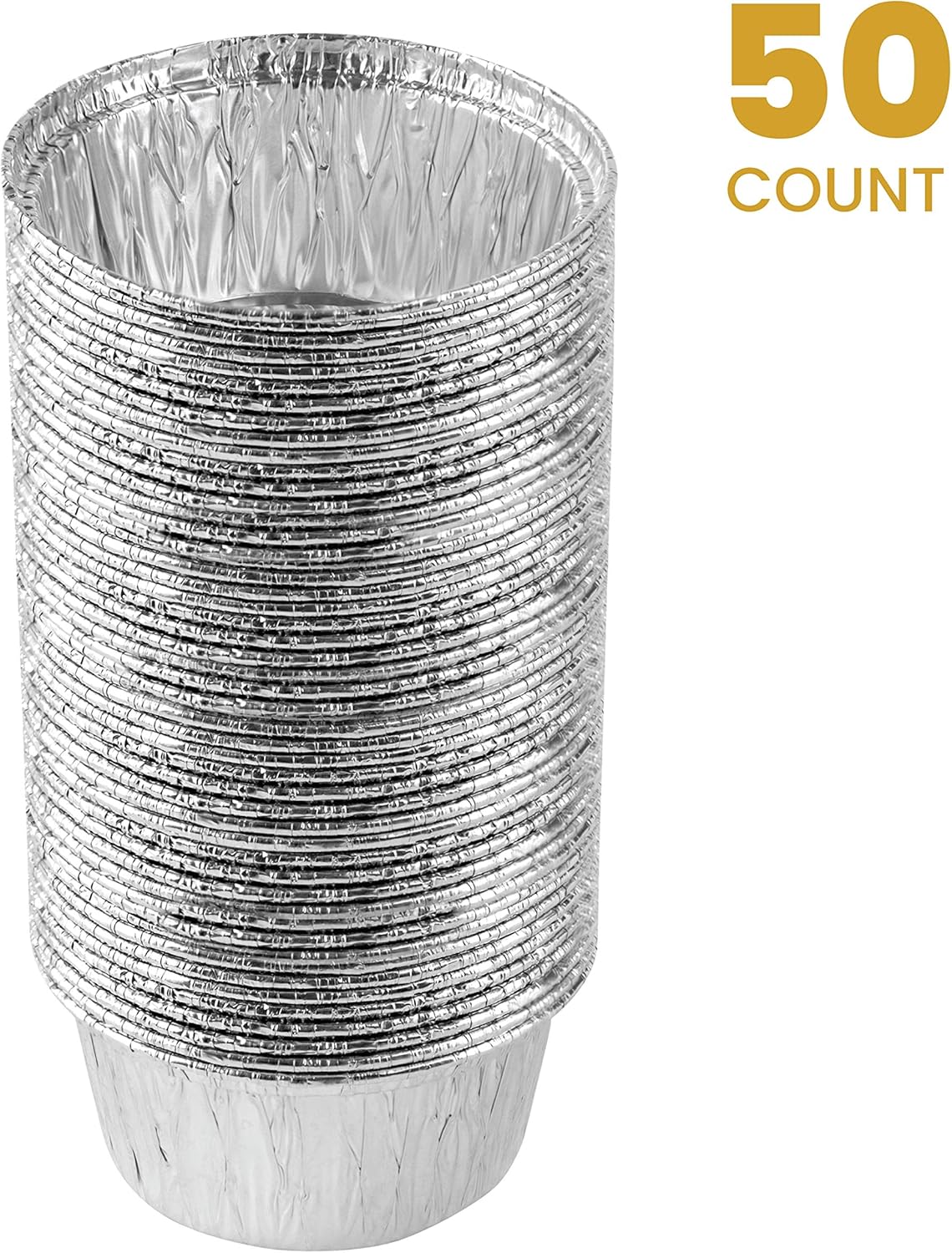 PLASTICPRO 3.5'' Inch Round Ramekins Muffin Cups Tin Foil Cupcake Pans Disposable Aluminum, Freezer & Oven Safe Pack of 50