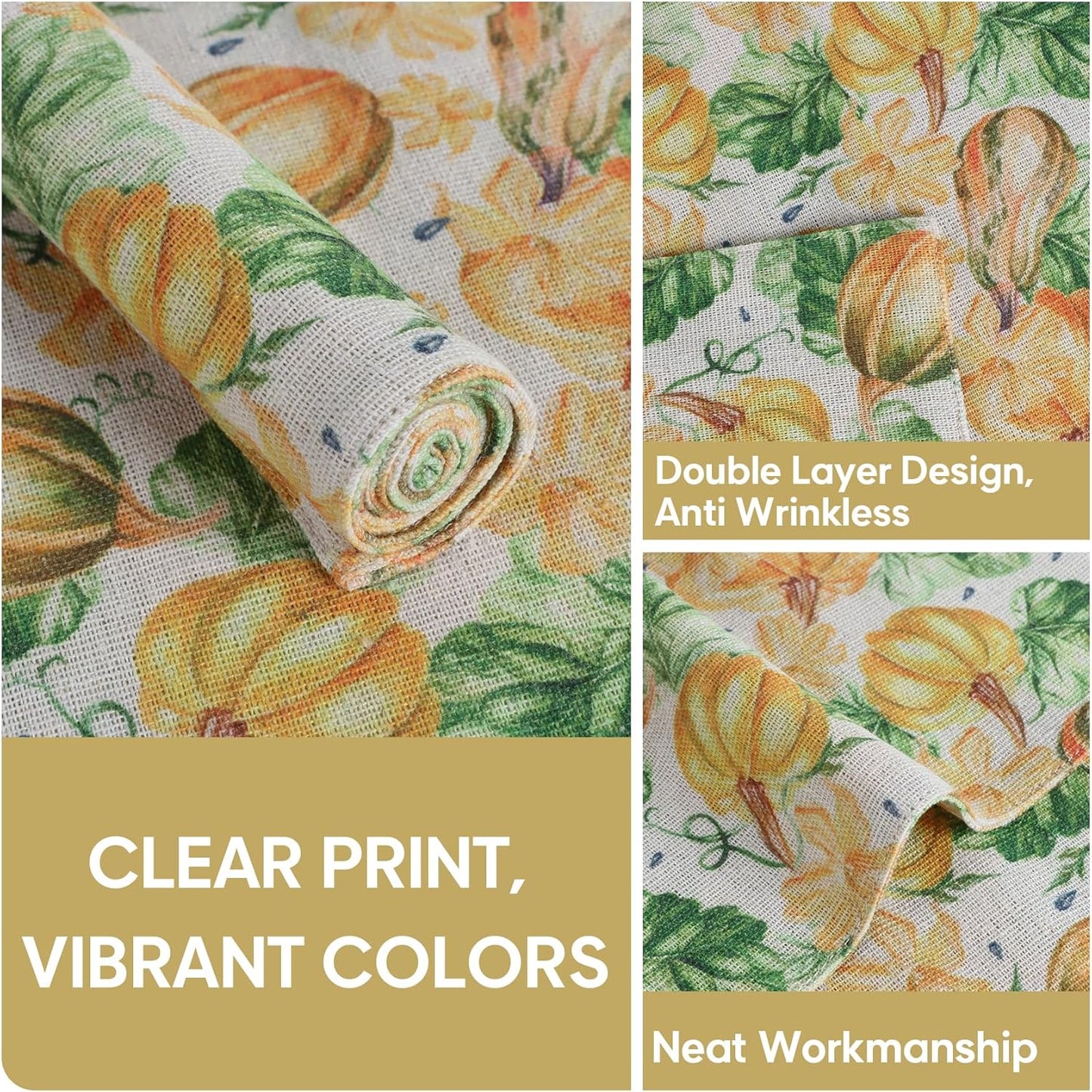 MANSPHIL Fall Pumpkin Placemats Set of 4 Thanksgiving Fabric Place Mats Autumn Harvest Table Decor - Farmhouse Table Mats for Dining Kitchen Washable Wrinkle Free 13x19 Inch Oeko Tex Placemat