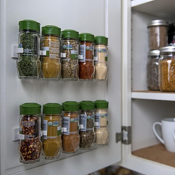 Spice Clips 30 ct Spice Clips Gripper Organizer Holds 30 Spice Jars - Pantry and Inside Cabinet Organization 3M Adhesive Spice Rack