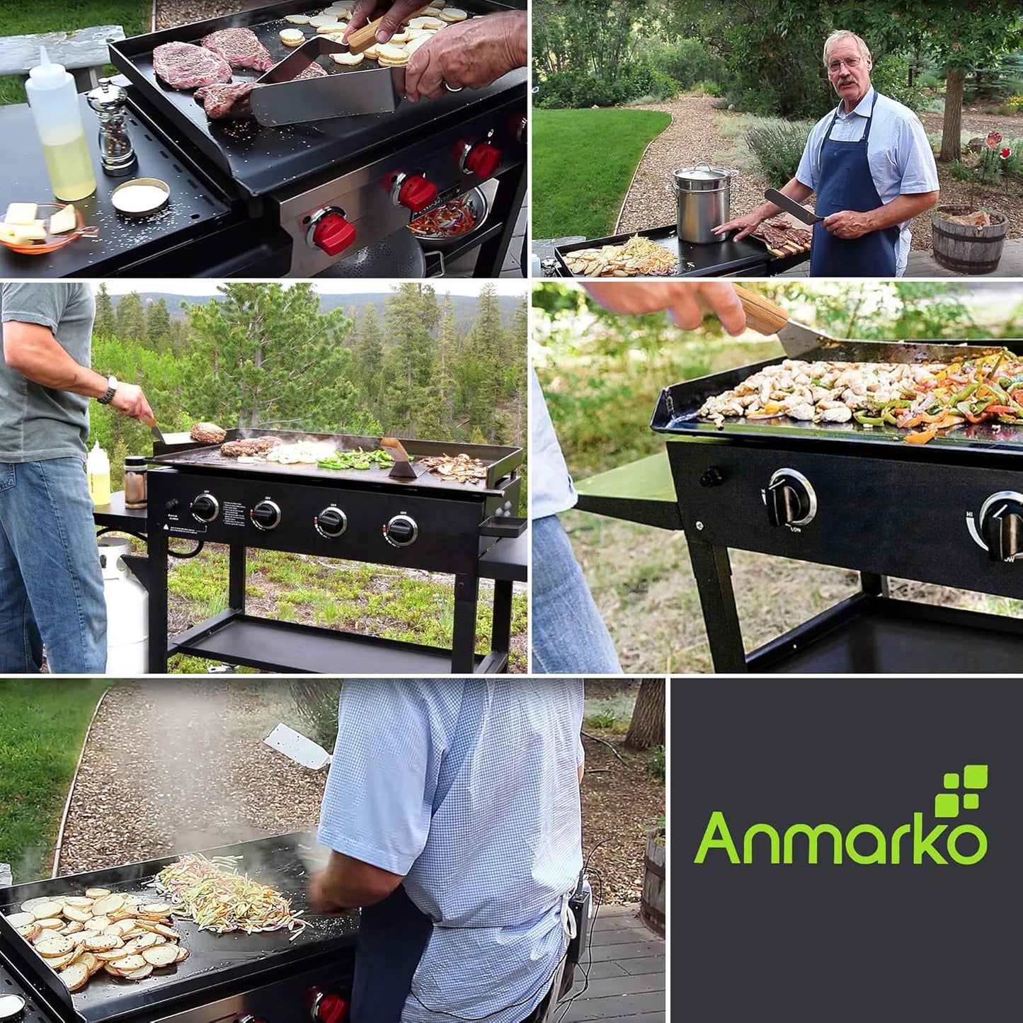 Anmarko Professional Griddle Spatula Set - Stainless Steel Metal Spatula and Griddle Scraper - Heavy Duty Commercial Grade