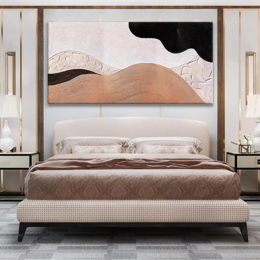 Suconvng Large Abstract Wall Art For Living Room Brown Canvas Art Wall Decor Picture Painting Black Abstract Art Maximalist Artwork For Bedroom Dinning Room Modern Home Wall Decor 29x58 In