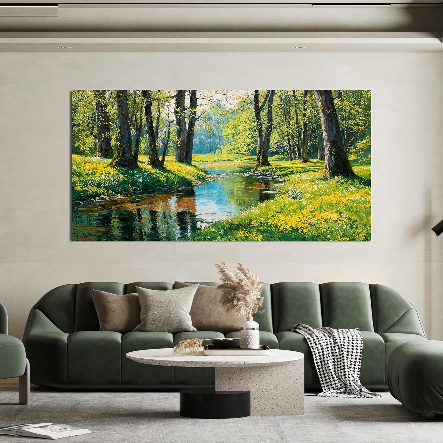 Canvas Oversized Wall Art Decor Large Wall Art Pictures for Living Room Modern Landscape Wall Art Prints Botanical Canvas Art Wall Decor Nature Forest Wall Art Decorations Bedroom Office Decor 29"X58"