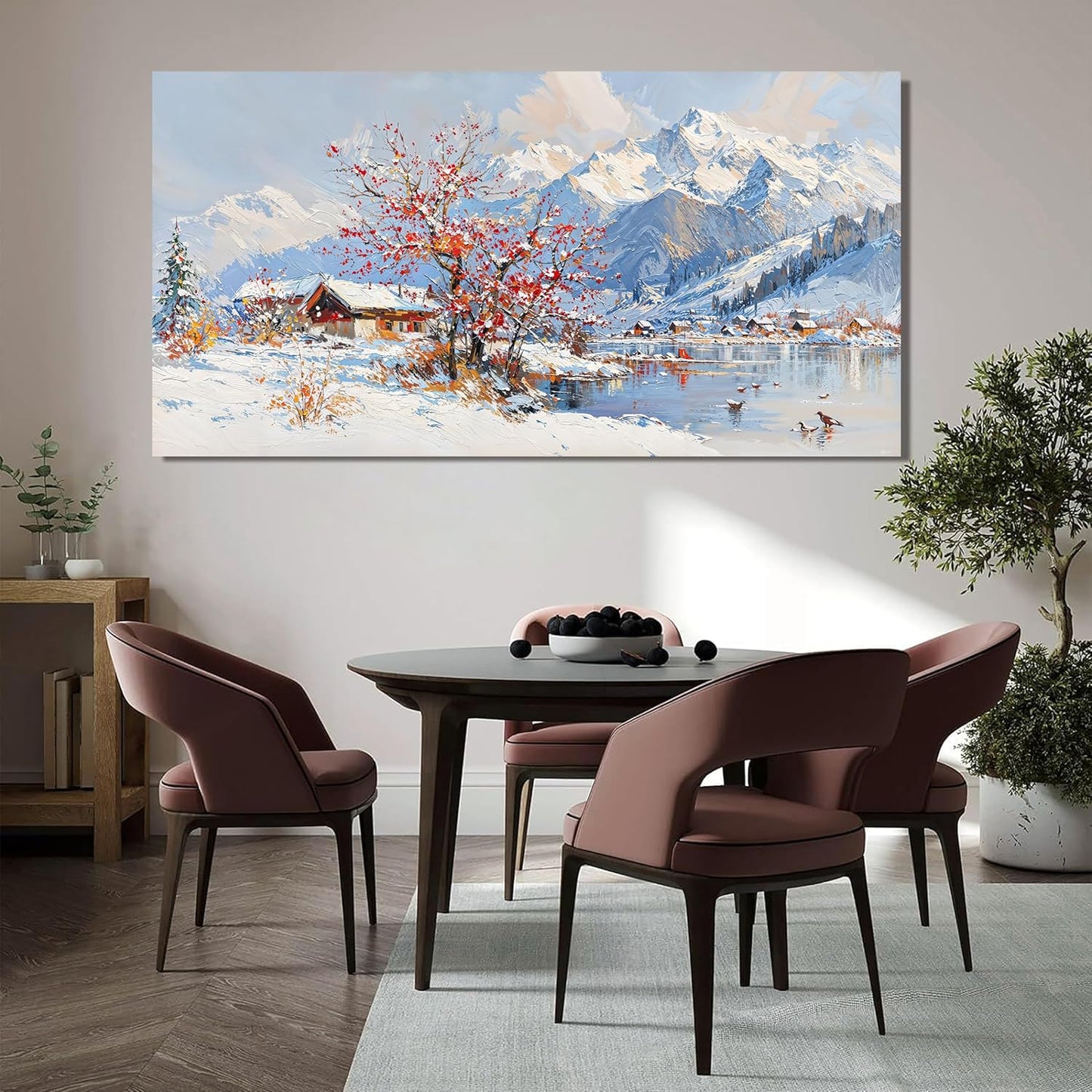 Canvas Wall Art Prints Large Wall Art Pictures for Living Room Landscape Farmhouse Wall Art Decor Canvas Art Wall Decor Red Tree Flower Artwork For Walls Bedroom Office Home Wall Decor 24" X 48"