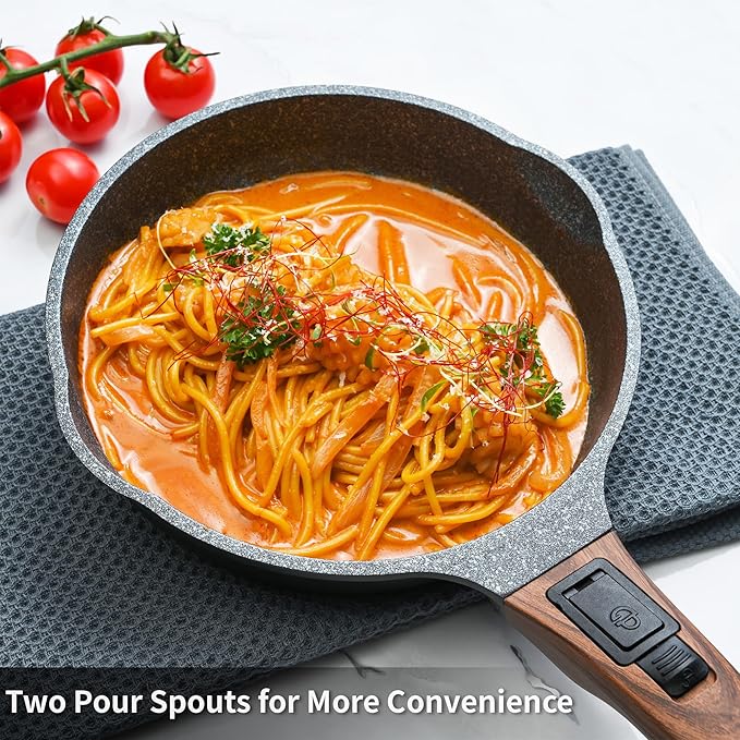 12.5 Inch Smart Nonstick Frying Pan with Removable Handle,Cast Aluminum and Anti-Scratch Chef's Pan,Compatible with All Stovetops,Dishwasher and Oven Safe