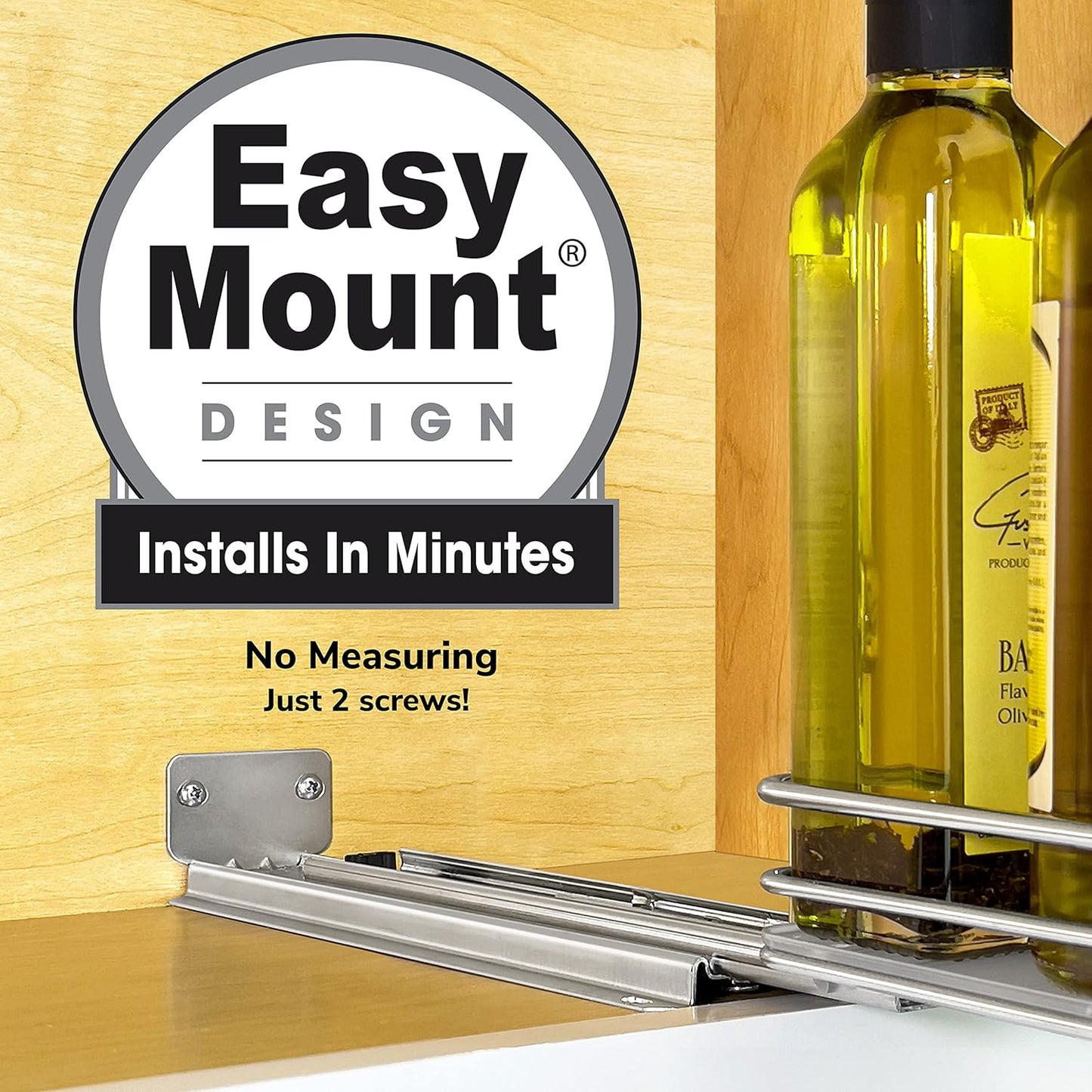 LYNK PROFESSIONAL® Pull Out Spice Rack Organizer for Inside Kitchen Cabinets - 4-1/4 inch Wide - Slide Out Drawer – Chrome Sliding Spice Cabinet Organization Shelf Racks - 1 Tier