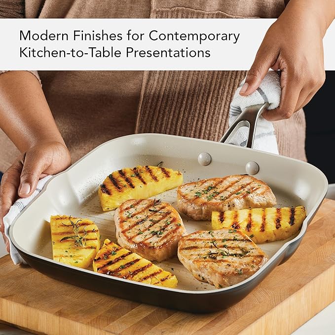 KitchenAid Hard Anodized Ceramic Nonstick Grill Pan/Griddle, Square, 11.25 Inch - Matte Black