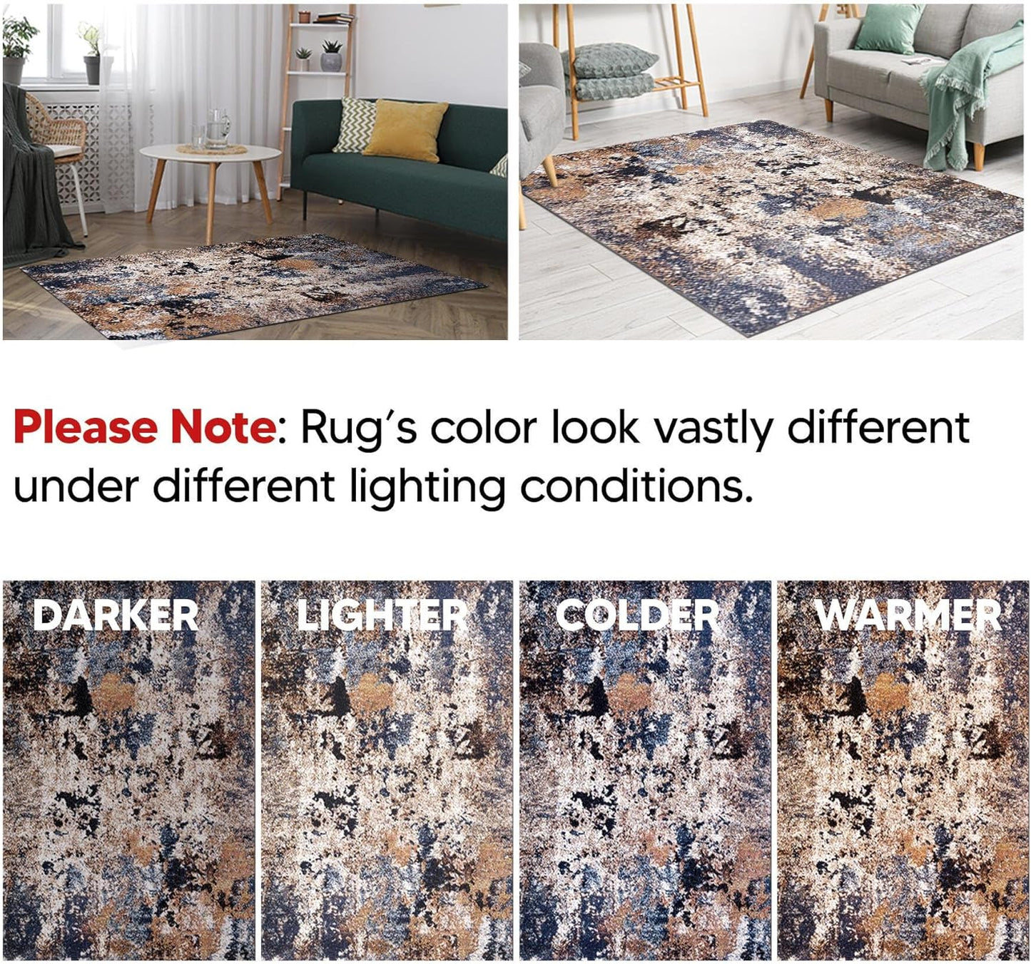 Keen Home Design Area Rugs - 10x14 Non-Shedding, Abstract Rugs for Kitchen, Living Room, Bedroom, Dining Room, Entryway - Size: 9'10" x 14', Multi