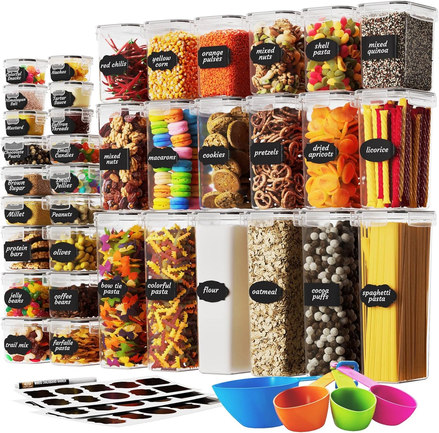Chef's Path Airtight Food Storage Container Set with Lids - Superior Variety Pack of 36 for Kitchen & Pantry Organization, BPA Free Kitchen Storage Containers for Cereal, Flour &, Sugar