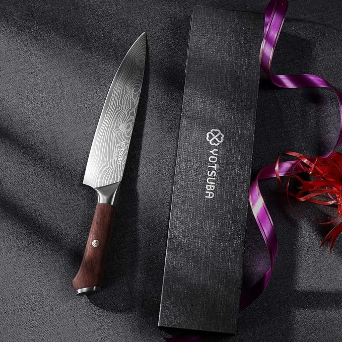 YOTSUBA Chef Knife-8 Inch Japanese Gyuto Kitchen Knife Chef’s Knife German High Carbon Stainless Steel Ergonomic Handle Essentials Sharp Gifts for Mom&Dad With Premium Gift Box