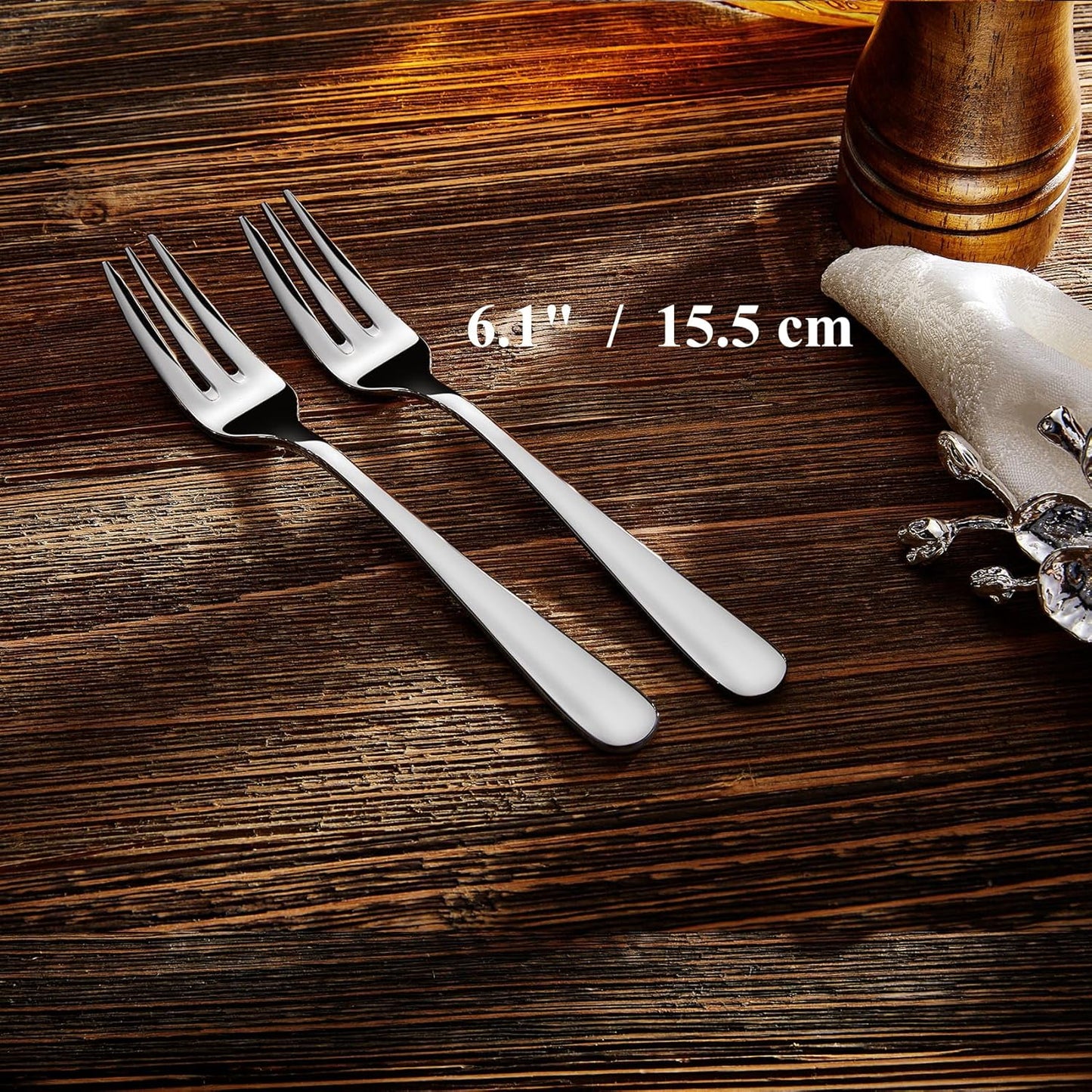 KEAWELL Premium Louise Forks, Set of 4, 18/10 Stainless Steel, Forks Silverware with Round Edge, Exceptional Mirror Finish, Dishwasher Safe (6.1" Small Fork)