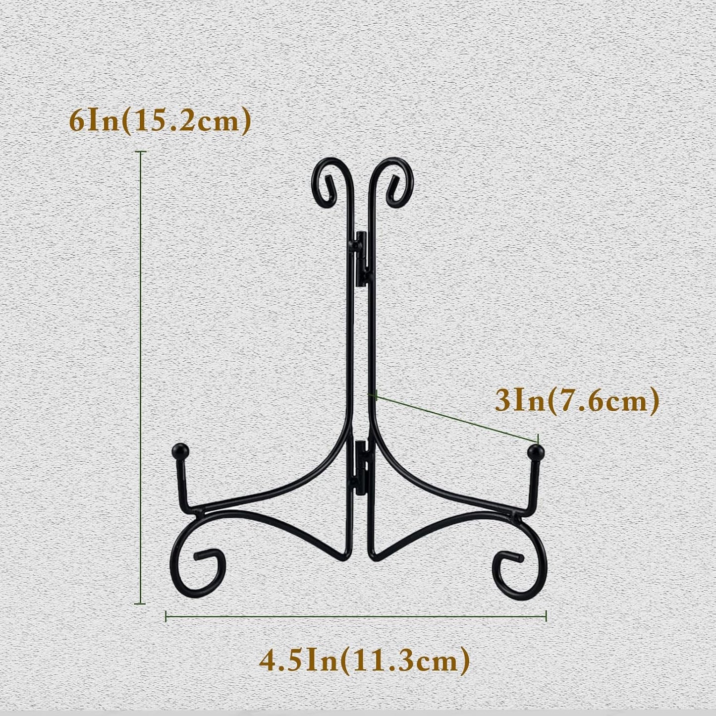 SVENJBB Black Iron Plate Stand, 6 Inch Plate Display Stands (2 Pack)