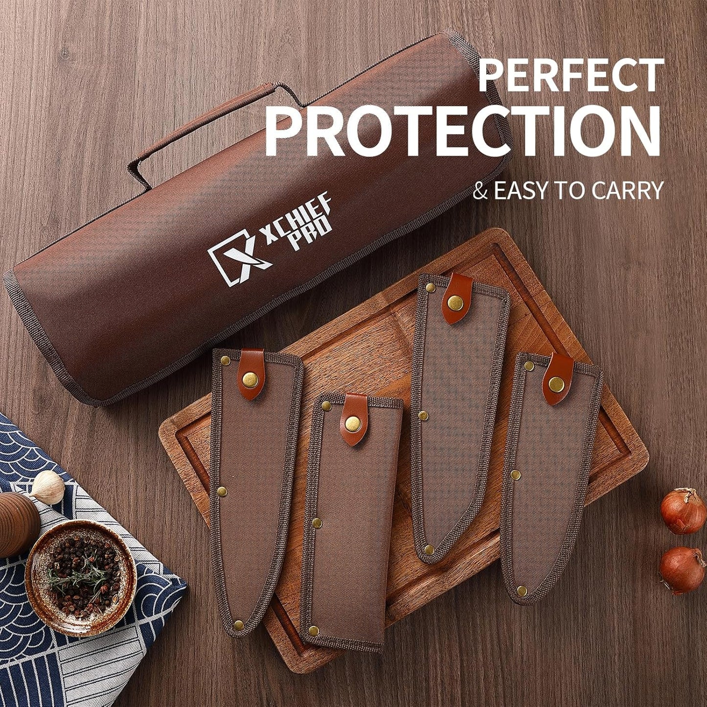 Japan Knife Set, High Carbon Steel Japan Nakiri Santoku Knife Set, Hand Forged Meat Cleaver Butcher Knife with Accessories for Kitchen, Camping BBQ Knives Set with Bag