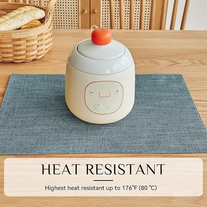 Softalker Faux Linen Placemats Set of 6-12 x 18 Inch, Heat Resistant Double Layered Durable Burlap Farmhouse Place Mats, Non-Slip Washable Rustic Table Mats for Dining, Kitchen, Party（Light Blue