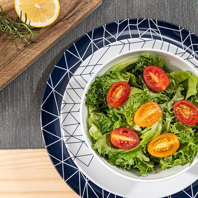 Bzyoo 12-Piece Melamine Dinnerware Set - Spidy | Lightweight, Durable, BPA-Free | Dishwasher Safe Dish Set for Indoor & Outdoor Use - Perfect for Camping, BBQs