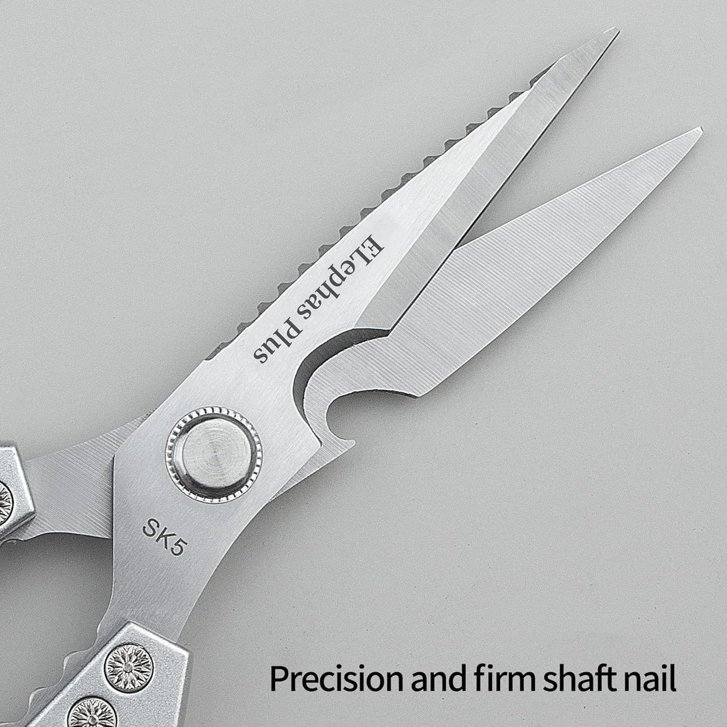 Multi-Function Kitchen Scissors Heavy Duty Kitchen Shears,Cutting Food Tools Cooking Shears for Chicken,Meat,Fish,Poultry(Sliver)