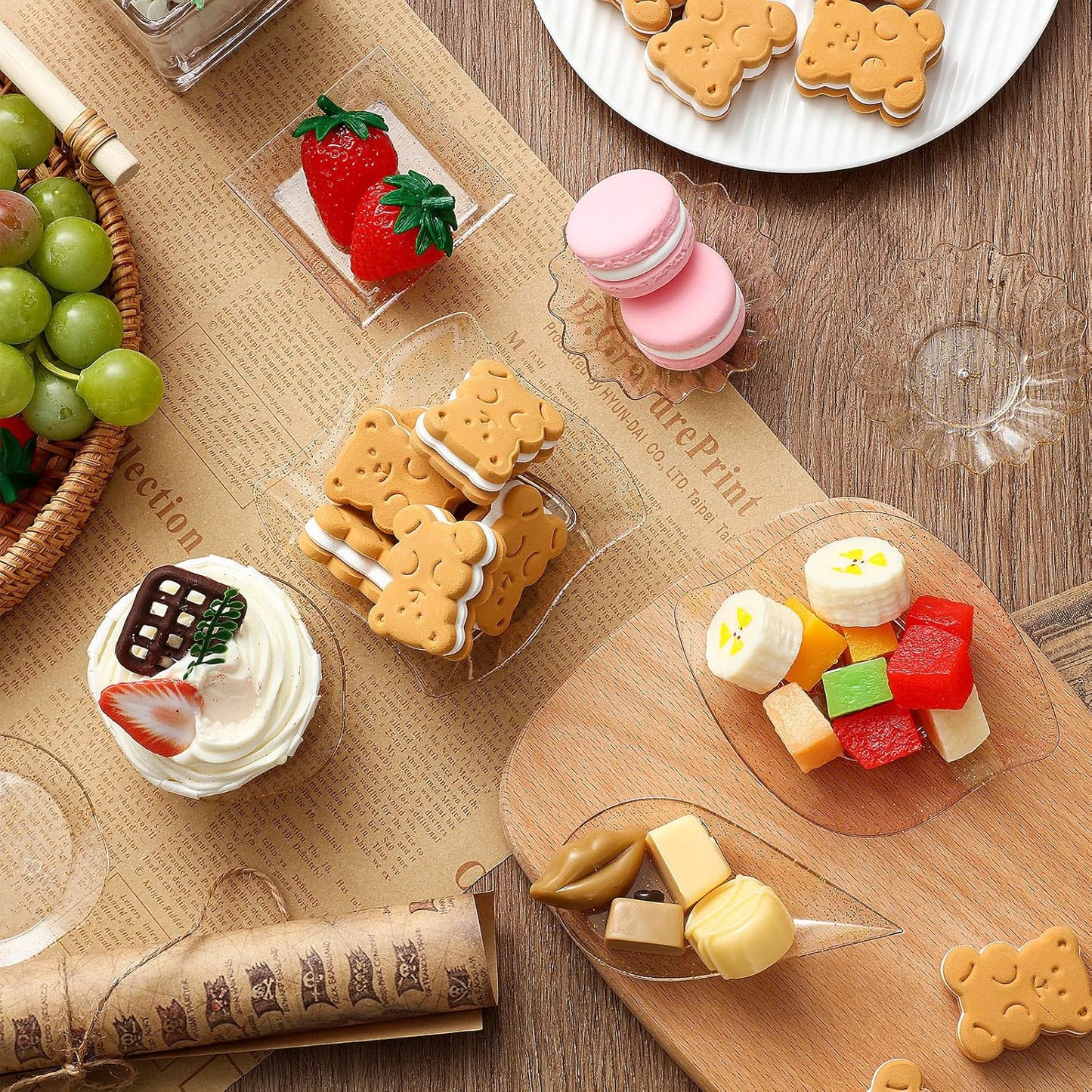 Tessco 1200 Pcs Mini Appetizer Plates Set Including 600 Pcs 6 Shapes Disposable Mini Dessert Cups 300 Spoons 300 Forks for Party Wedding Pudding Ice Cream(Gold)