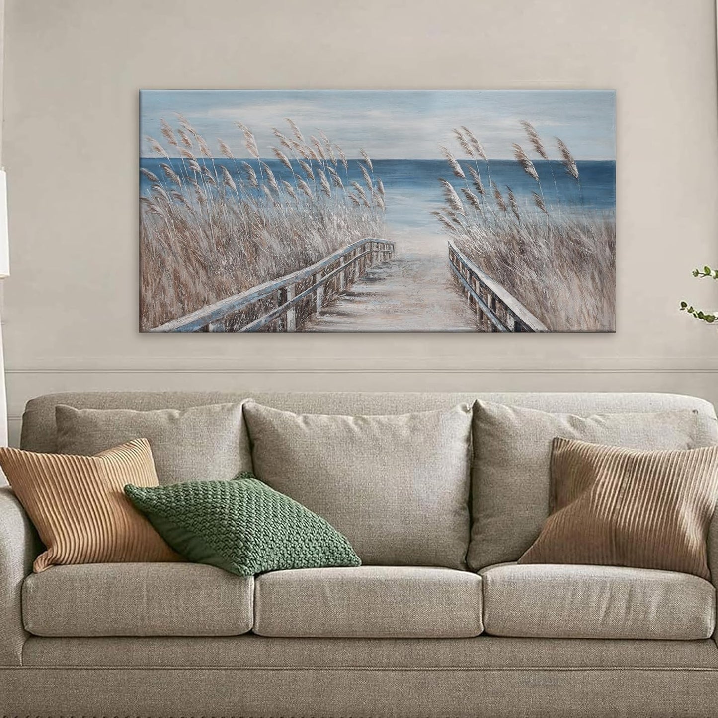 Dimpaga Canvas Wall Art Decor Modern Wall Art for Living Room Landscape Coastal Wall Art Prints Blue Beach Wall Art Decorations Seascape Art Work for Wall Decor Bedroom Office Decor 20" X 40"