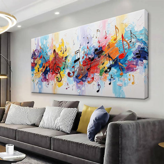 Suconvng Abstract Wall Art For Living Room Painting Modern Canvas Art Wall Decor Colorful Musical Note Abstract Wall Decor Prints Artwork For Bathroom Kitchen Office Decoration 24"X 48"