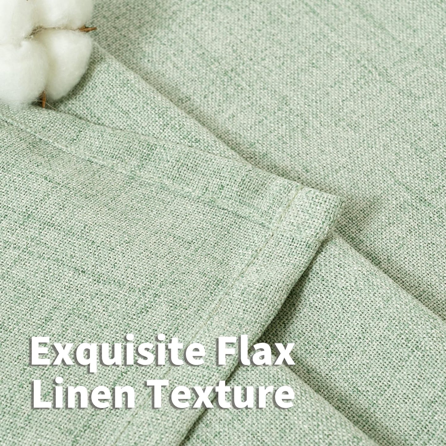 YoungsTex Sage Green Linen Curtains for Bedroom 63 Inch Long with Bronze Grommet Privacy Light Filtering Drapes for Short Living Room Rustic Office, 38 x 63 Inch, 2 Panels