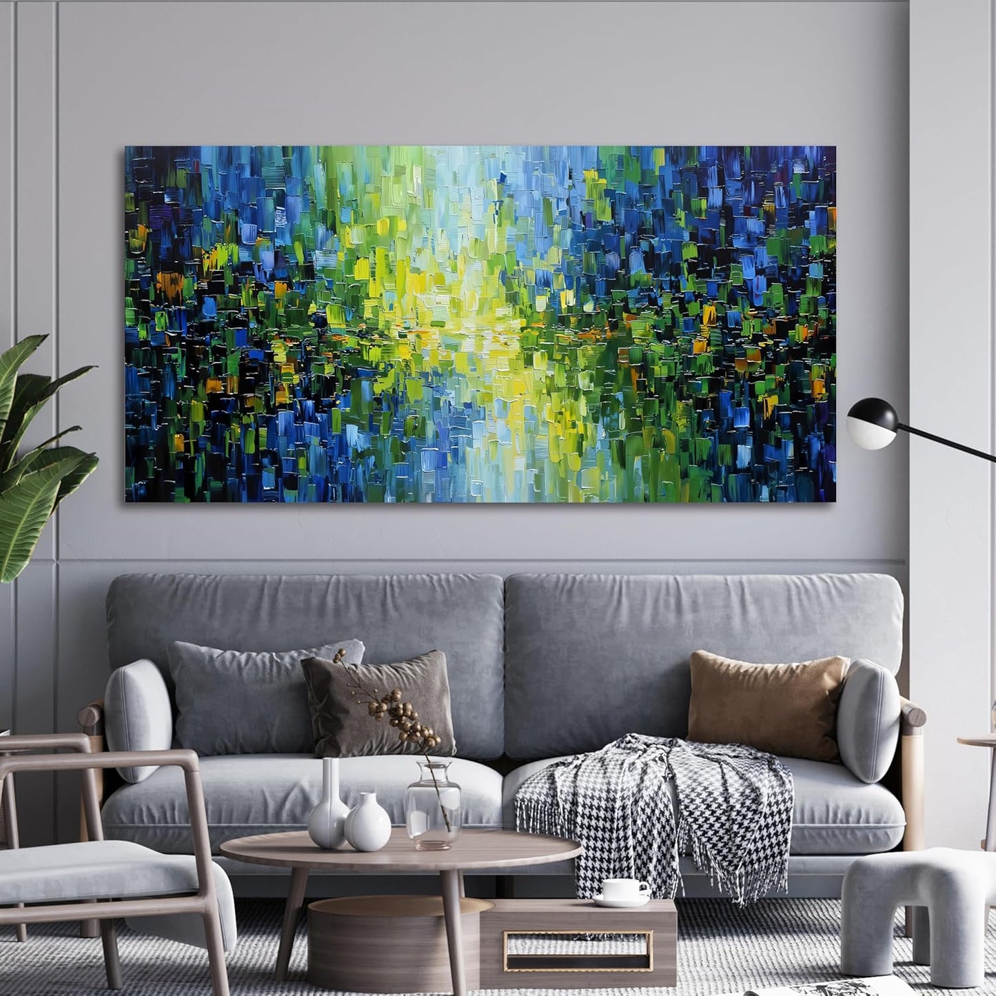 Abstract Canvas Art Wall Decor Canvas Wall Art Decor Large Modern Wall Art For Living Room Green Abstract Wall Art Prints Oversized Blue Wall Art Decor Art Work for Walls Bedroom Office Decor 29"X58"