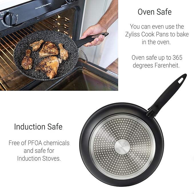 Zyliss Cook Ultimate Nonstick 2-Piece Fry Pan Value Set - Ceramic Frying Pan - Non-Stick & Induction Frying Pan - Dishwasher and Metal Utensil Safe Cooking Pan - 8 inches and 11 inches
