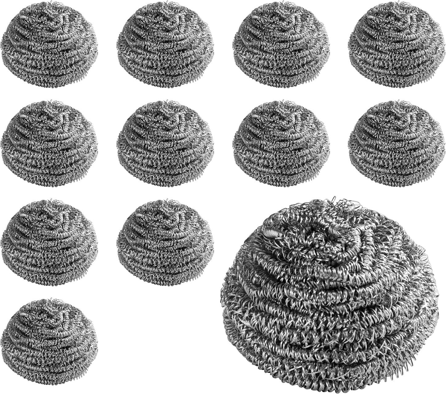 New Star Foodservice 54460 Extra Large (50 Grams) Stainless Steel Sponges Scrubbers, Set of 12