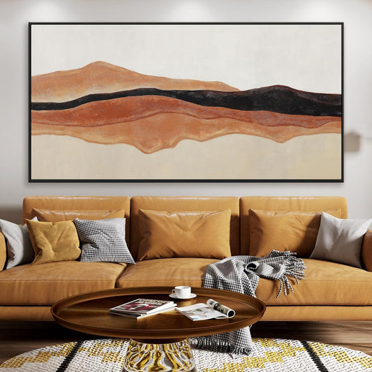 QSQ Large Abstract Wall Art For Living Room Decor Red Brown White Wall Art Painting Prints Minimalist Abstract Art Canvas Art Wall Decor Pictures For Bedroom Kitchen Office 29" × 58" Whit Framed