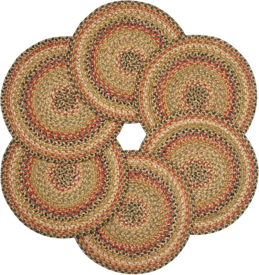 Homespice Kingston Jute Woven Round Placemats Set of 6, 15", Warm Country Decor, Multicolor Table Mats - Vibrant Colors, Durable, Easy to Clean and Protects Furniture