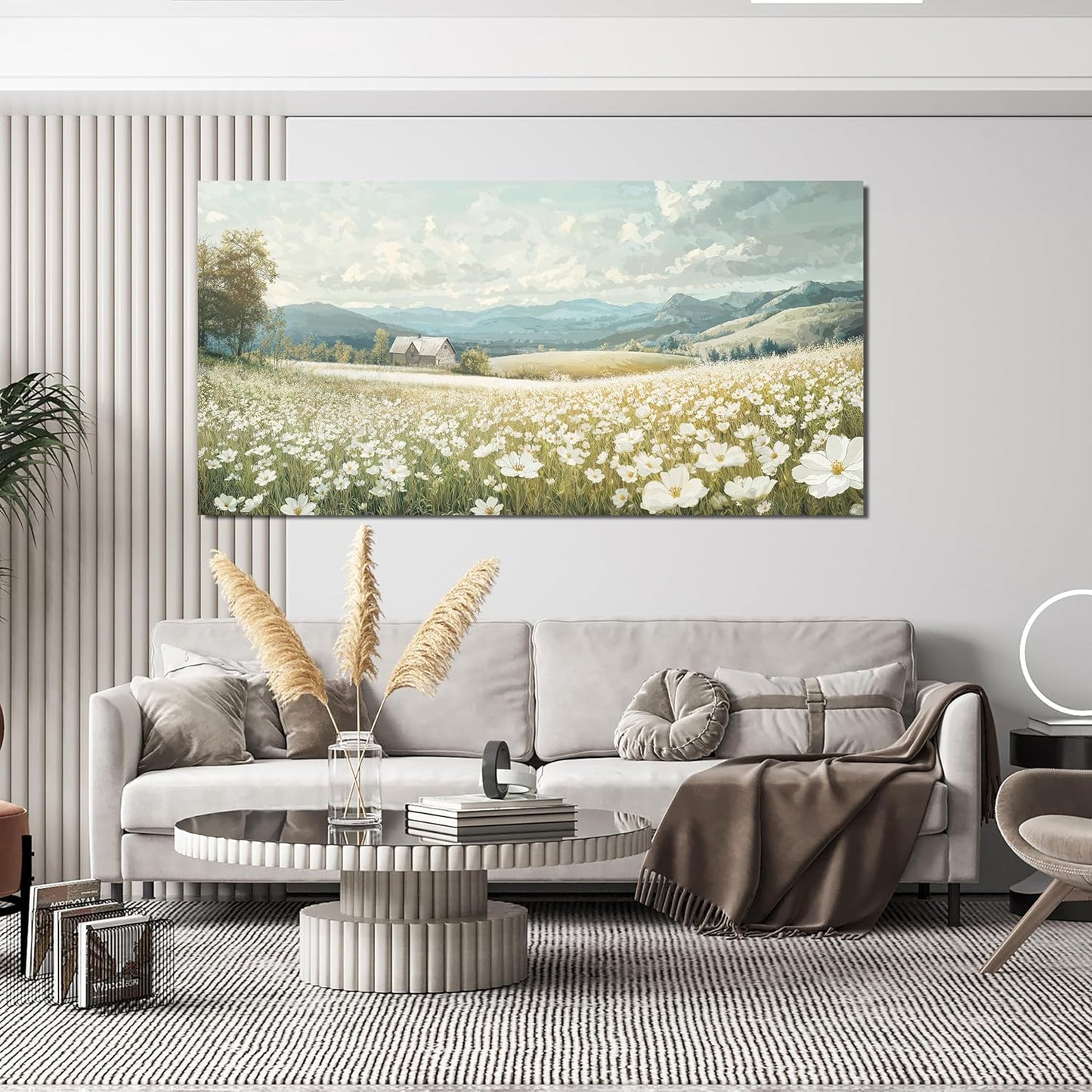 Large Canvas Wall Art Decor Wall Art Pictures for Living Room Canvas Art Wall Decor Green White Nature Wall Art Prints Artwork for Walls Vintage Landscape Wall Art Decor Home Office Decor 24" X 48"