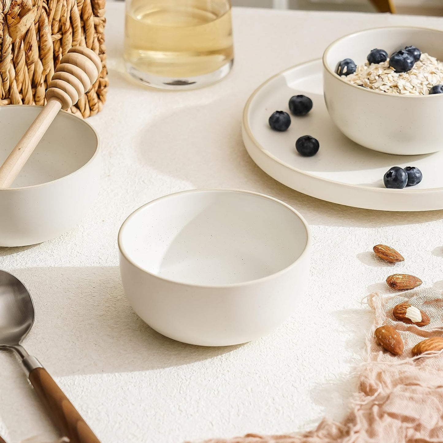 S&Q'S CERAMICS Ceramic Small Bowls for Kitchen, Set of 6, 9 ounces Small Ceramic Bowls for Condiments, Dipping, Side Dishes (Glazed Matte Off-White)…