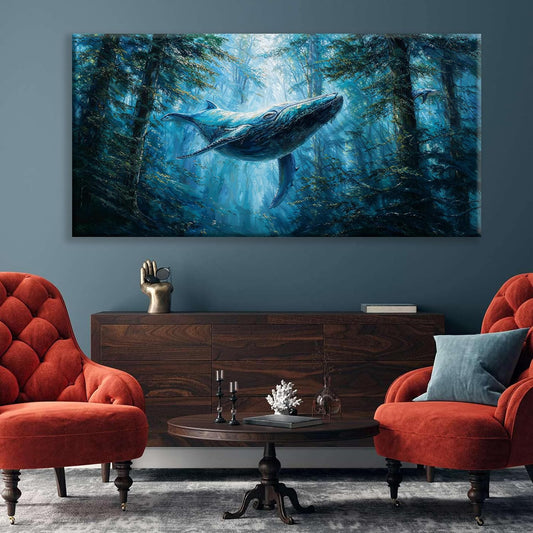 Wall Art For Living Room Large Size Canvas Art Wall Decor For Office Modern Bedroom Decorations Blue Whale Landscape Pictures Paintings Artwork Wall Mural Aesthetic Artwork 29 X 58 In
