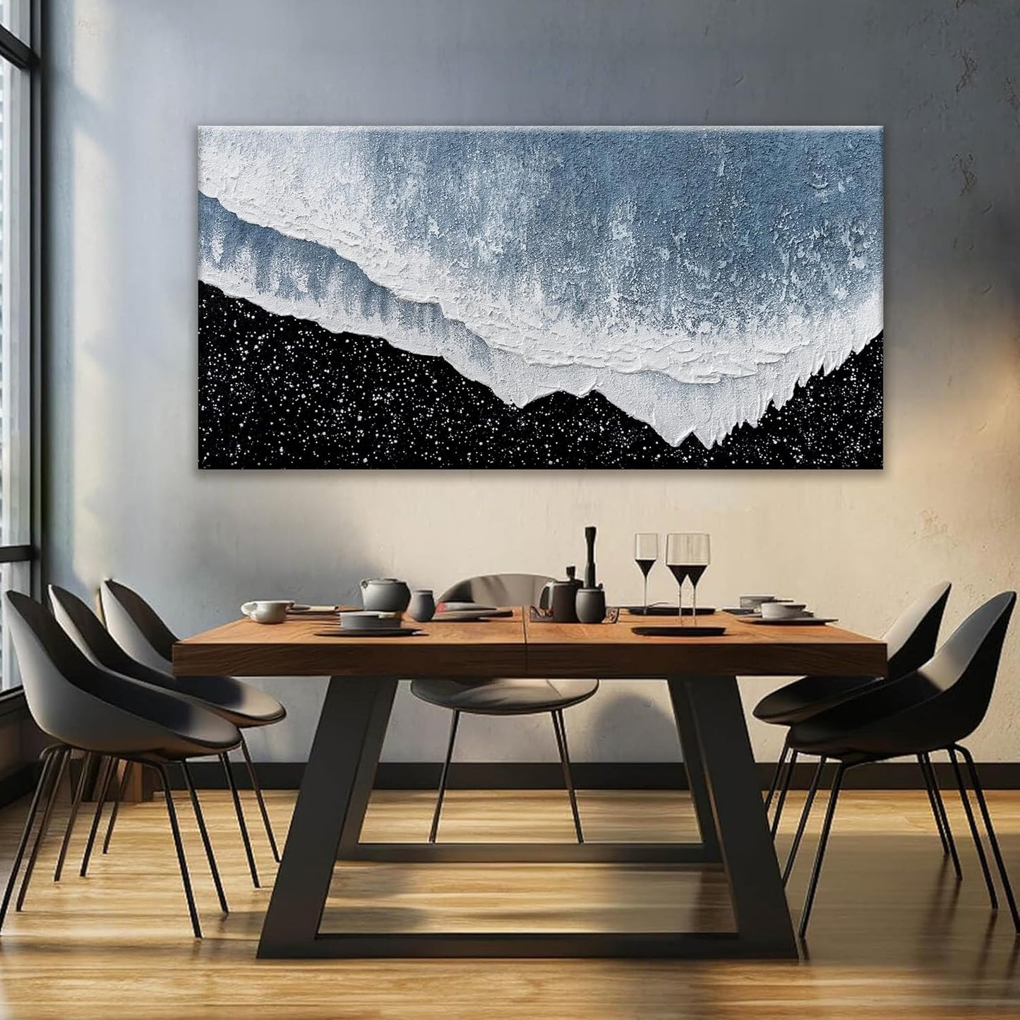 Canvas Wall Art Decor Large Modern Canvas Wall Art For Living Room Blue Beach Wall Art Prints Abstract Art Black and White Wall Art Decor Large Art Work For Bedroom Office Kitchen Wall Decor 29 "x58 "
