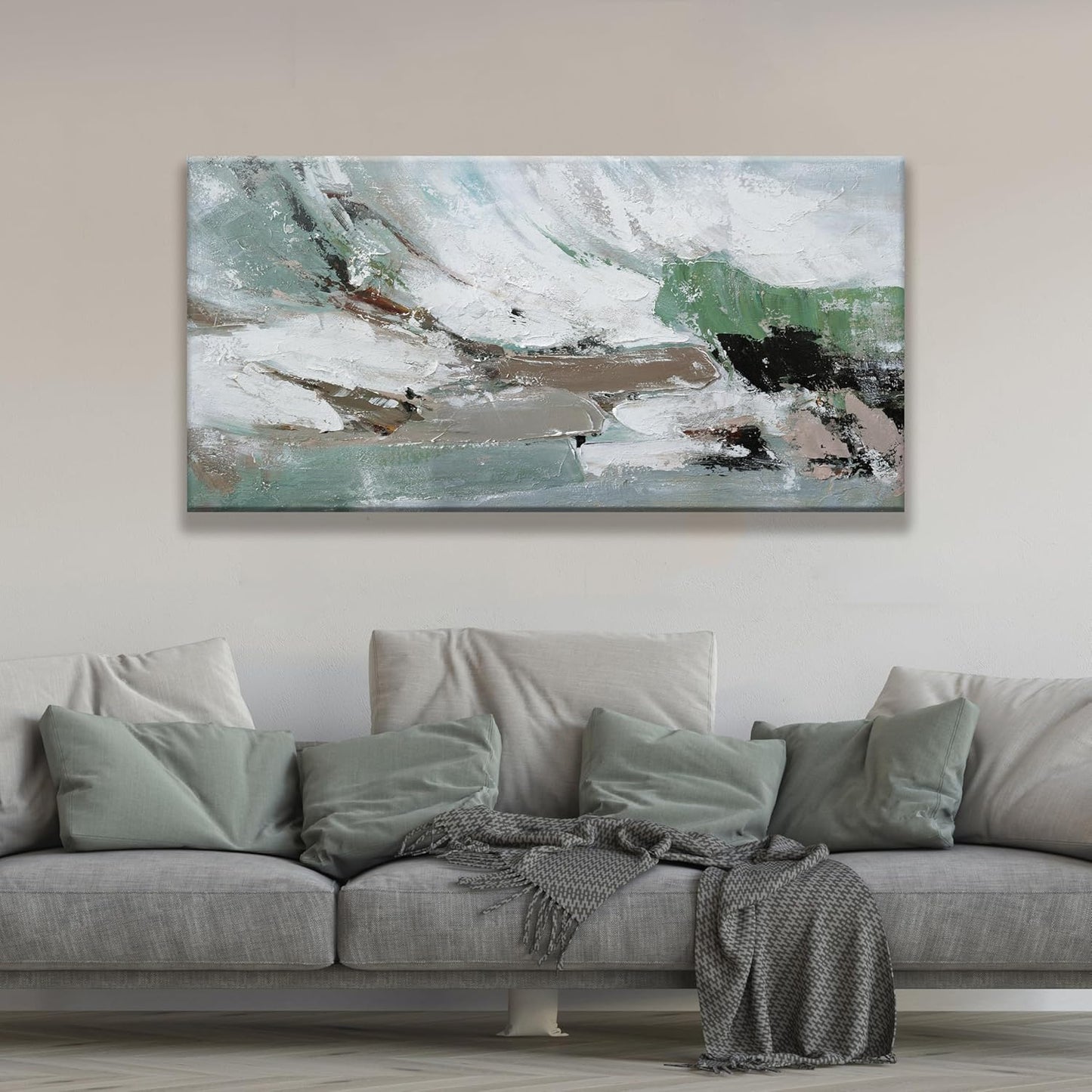 Canvas Wall Art Decor Large Canvas Wall Art For Living Room Abstract Art Modern Green Wall Art Decor Colorful Abstract Wall Art Prints Large Art Work For Bedroom Office Kitchen Wall Decor 24" x 48"