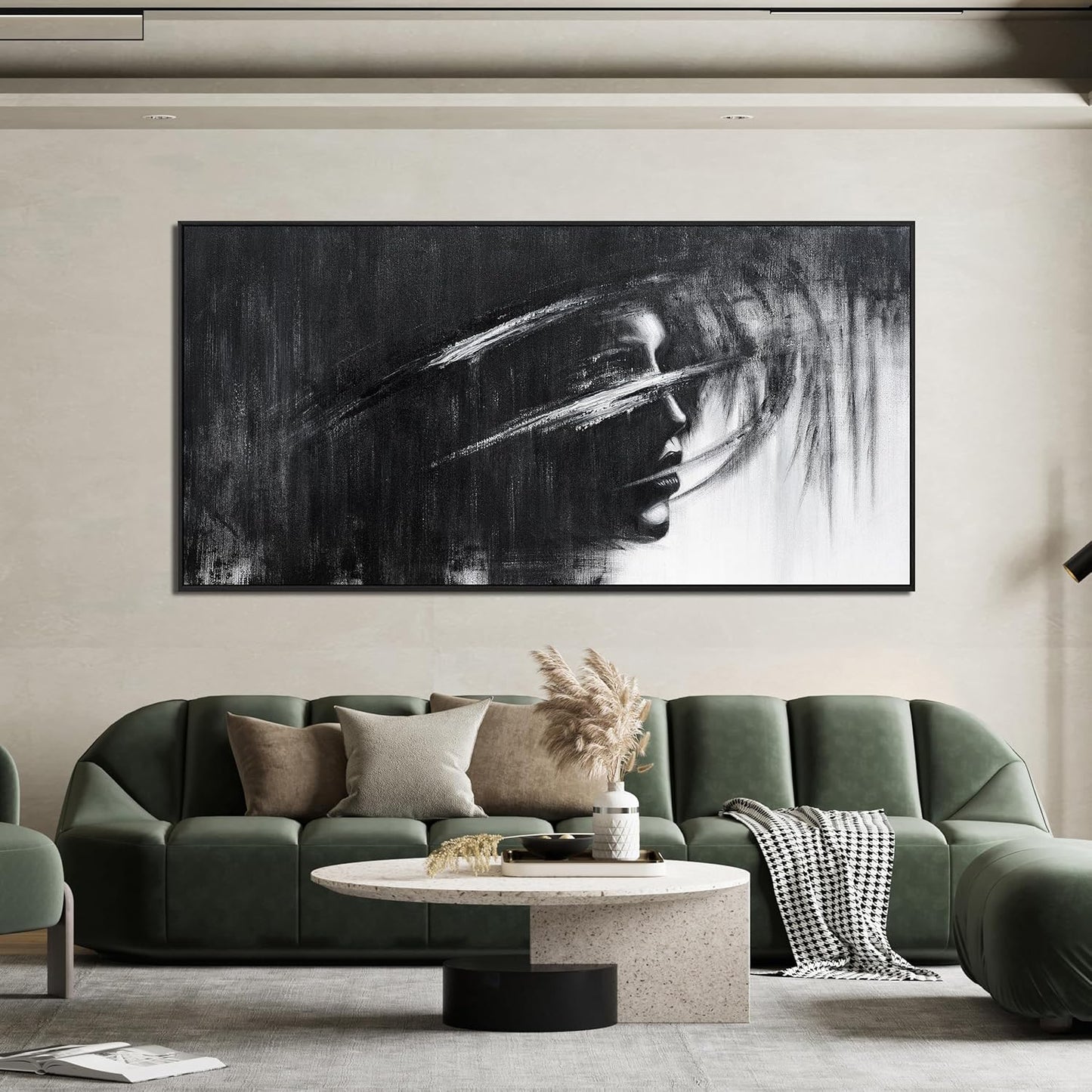 Abstract Wall Art Decor Large Wall Art Pictures for Living Room Black and White Abstract Wall Art Decor Large Framed Artwork for Walls Modern Canvas Wall Art Prints Bedroom Office Wall Decor 29" X 59"