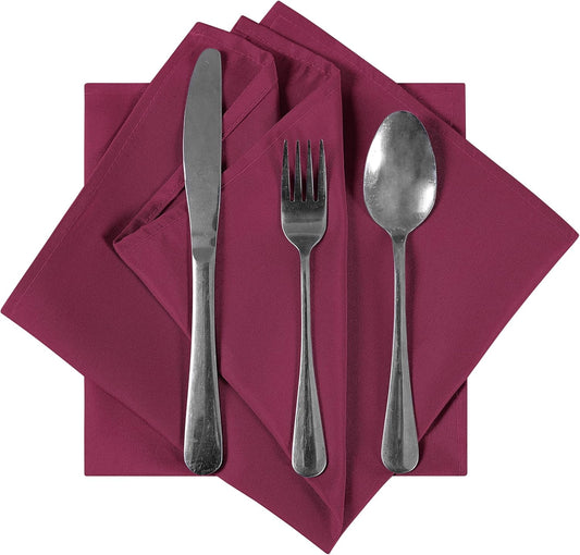 Bailarina Cloth Napkins Set of 120,17x17 inches Dinner Napkins Cloth Washable,Polyester Square Table Cloth Napkin Bulk with Hemmed Edges Ideal for Banquets, Parties and Weddings-Burgundy