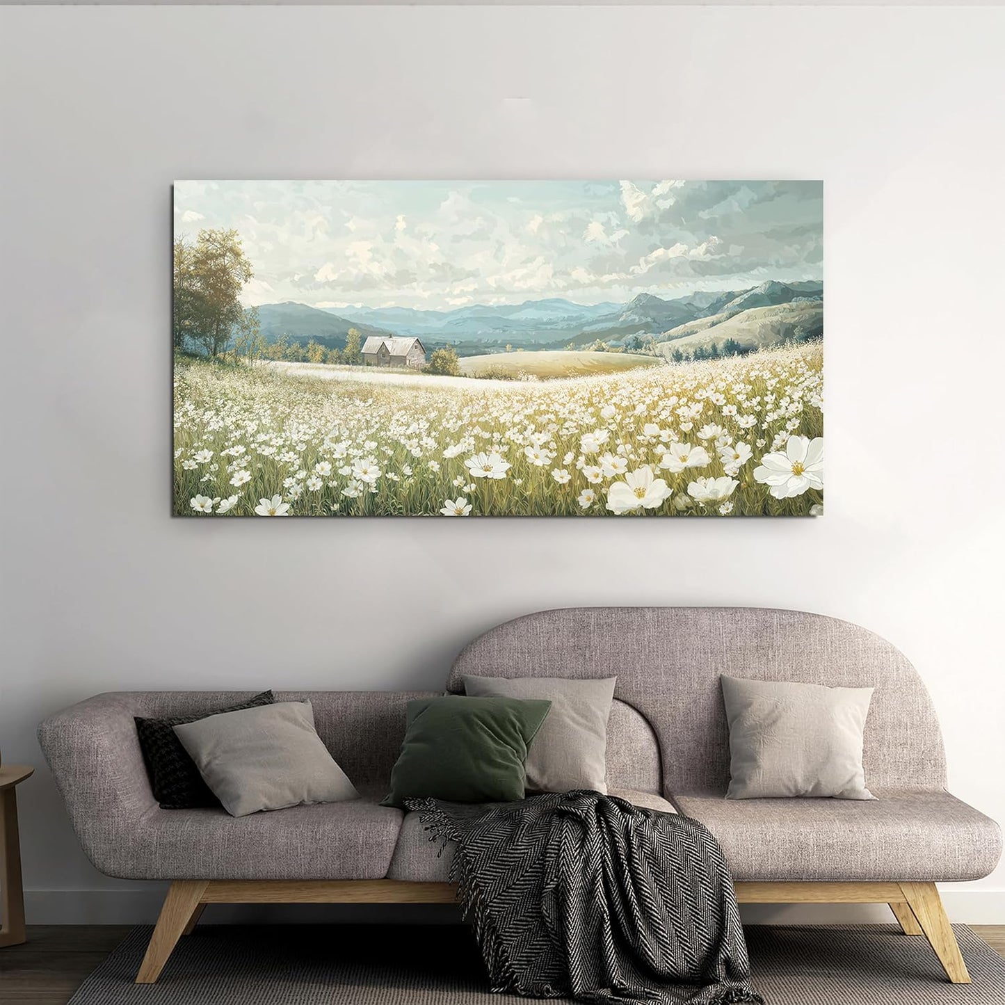 Canvas Wall Art Decor Wall Art Pictures for Living Room Canvas Art Wall Decor Green White Nature Wall Art Prints Artwork for Walls Vintage Landscape Wall Art Decorations Home Office Decor 20" X 40"