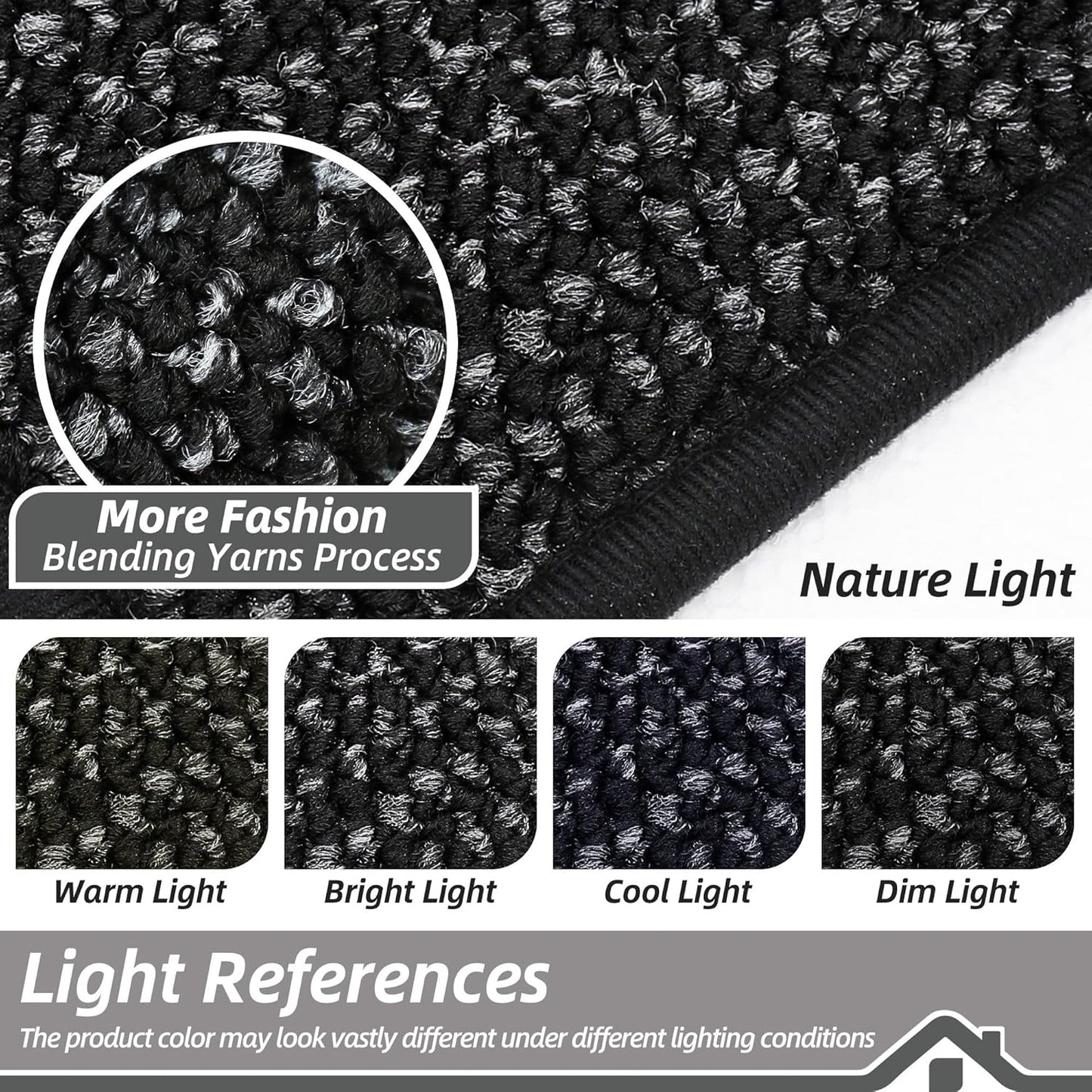 BEQHAUSE Dirt Trapper Door Mat 20" x 32", Non-Slip Washable Doormats Entrance Mat, Dirt Resistant and Absorbent Welcome Mat, Low Profile Floor Mats for Front Back Door and Entryway, Black