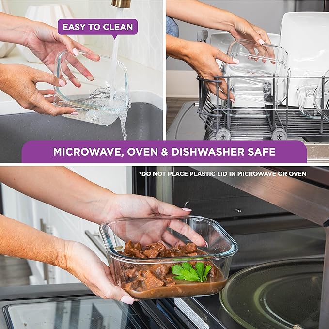 HOLDN’ STORAGE Vacuum Food Storage Containers, Set of 6 Glass Containers & Manual Pump - Keep Food Fresh Longer, BPA-Free Glass, Leak-Proof, Ideal for Meal Prep, Marinating