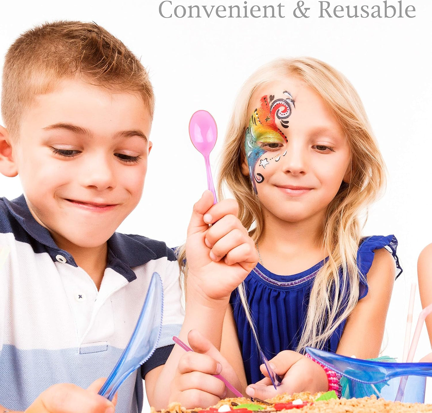 Pink Plastic Plates Party Supplies - 150 PCS Reusable Disposable Neon Sets of 25 Dinner, 25 Salad or Dessert, 25 Forks, 25 Spoons, 25 Knives, 25 Cups