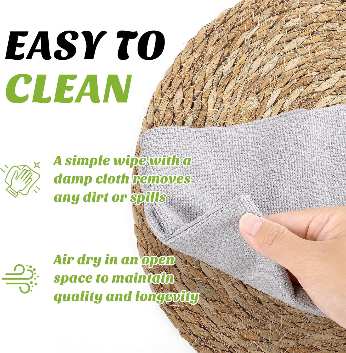 Set of 6 Round Woven Placemats - 13.8 Inches Natural Boho Rattan Wicker Table Mats for Home Dining Table