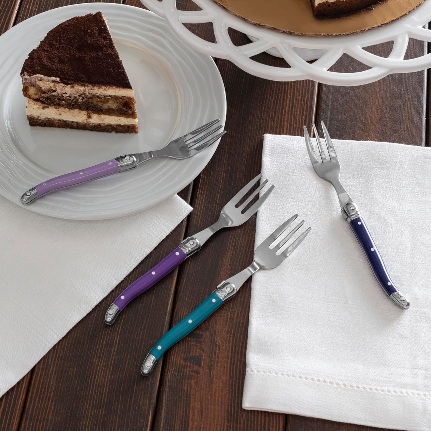 French Home Set of 4 Cake Forks - Plum Rose