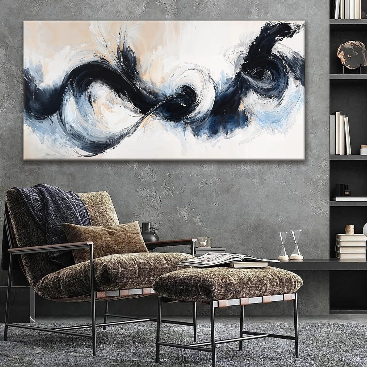 Suconvng Large Black And White Abstract Wall Art For Living Room Canvas Art Wall Decor Graffiti Abstract Wall Decor Print Picture For Bedroom Kitchen Office Home Wall Decoration 29 X 58 Inch