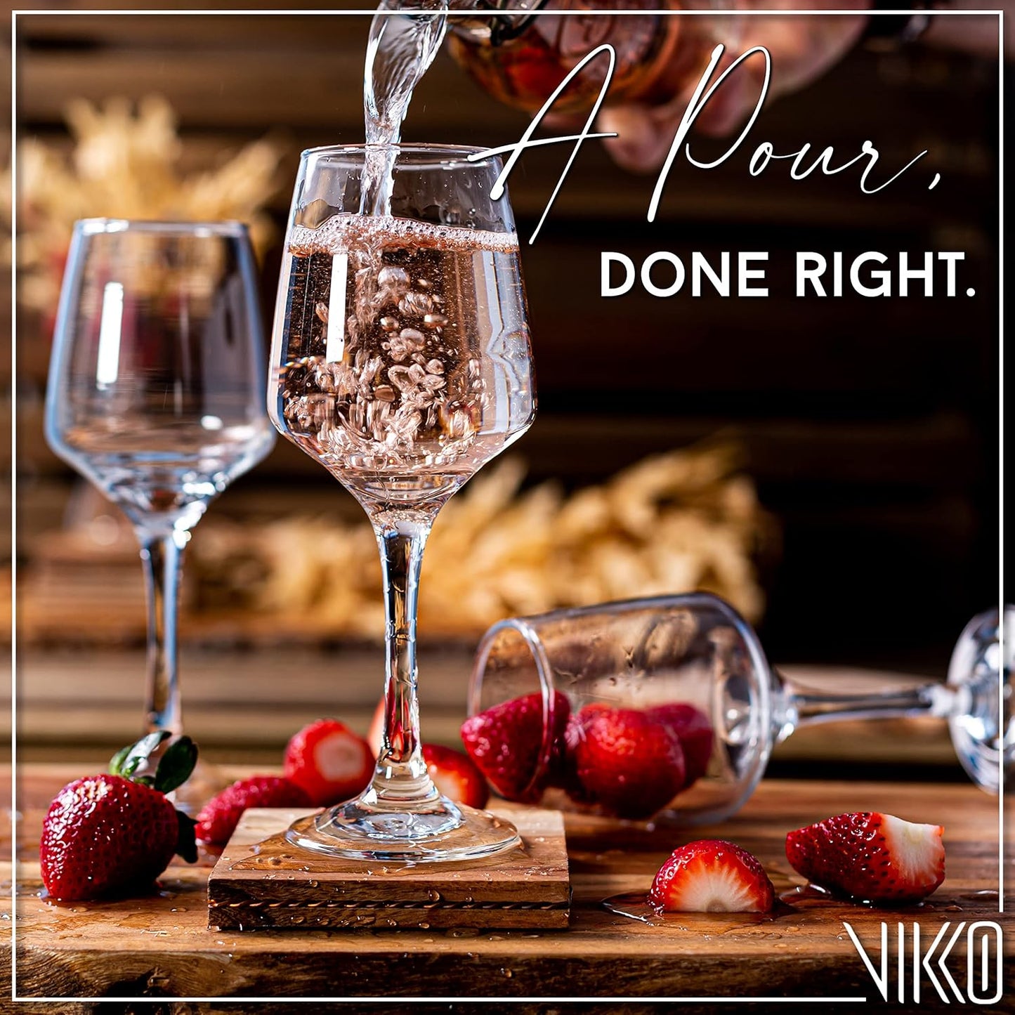 Vikko Stemmed Wine Glasses, 10.5 Oz Set of 12, Thick and Durable for Red and White Wine