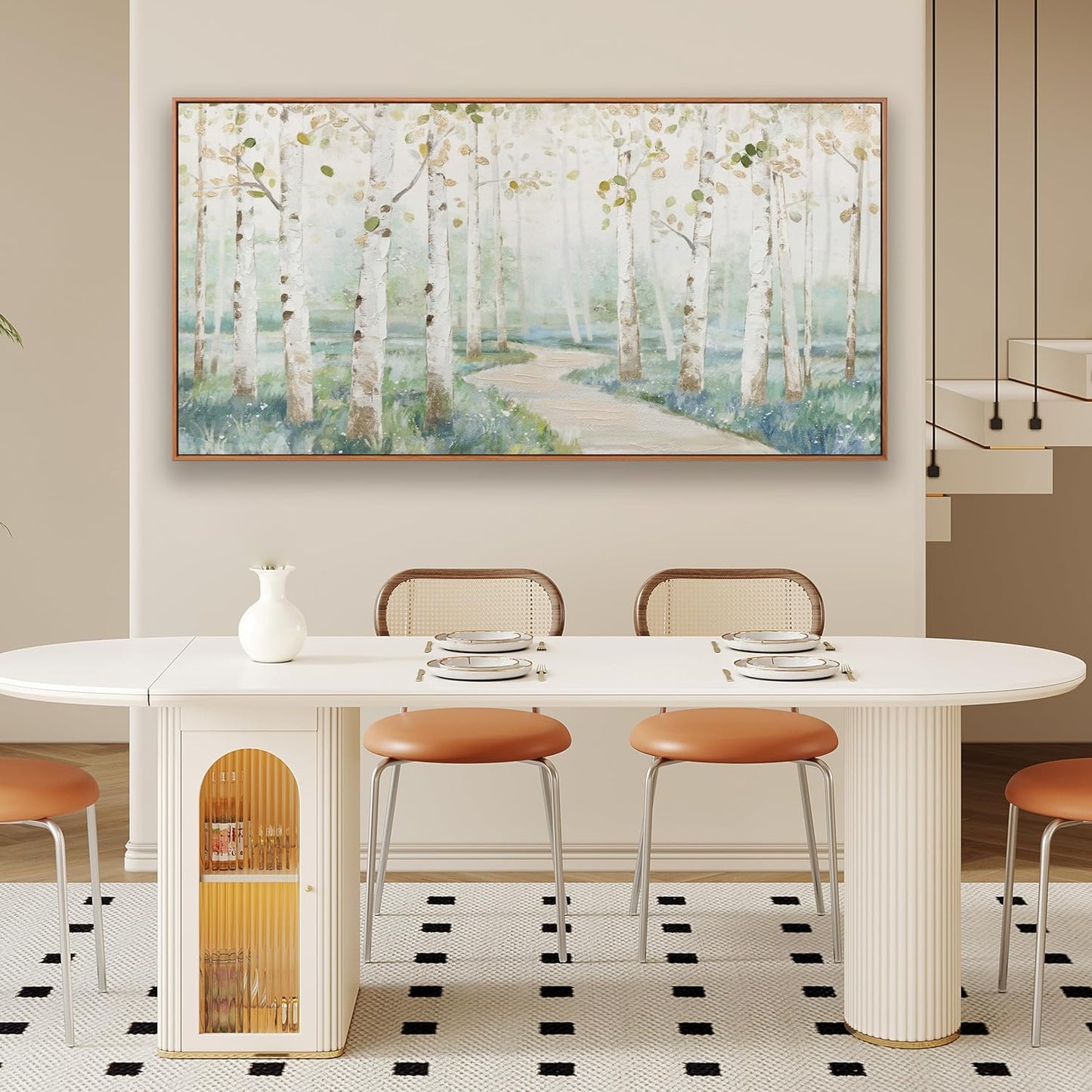 Framed Wall Art Decor Home Decor Wall Art Prints Colorful Forest Path Modern Natural Landscape Wall Art Canvas Decorations for Living Room Wall Bedroom Kitchen Office Decor 20×40 in