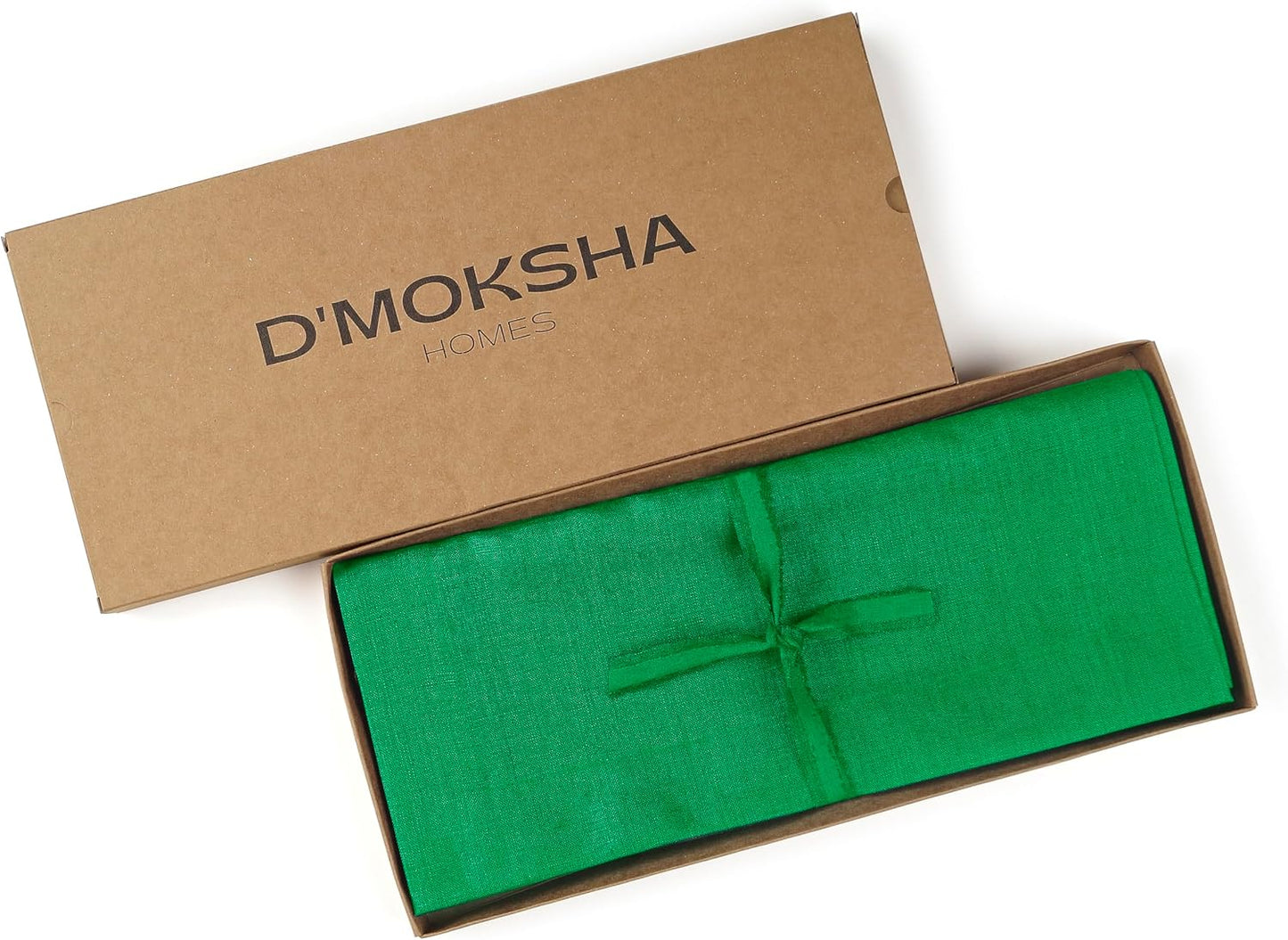 D'Moksha Homes Linen Kelly Green Table Runner 90 Inches Long - 100% Pure Linen 14 x 90 Inch Table Runner for Dining, Fall, Autumn and Halloween - Machine Washable