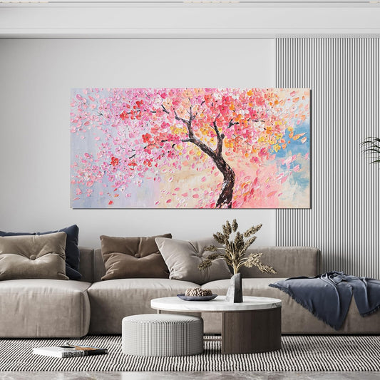 AIXMGSJS Large Canvas Wall Art Decor Artwork for Walls Tree of Life Wall Art for Living Room Canvas Art Wall Decor Vintage Pink Wall Art Prints Artwork for Walls Home Office Decor 24" X 48"