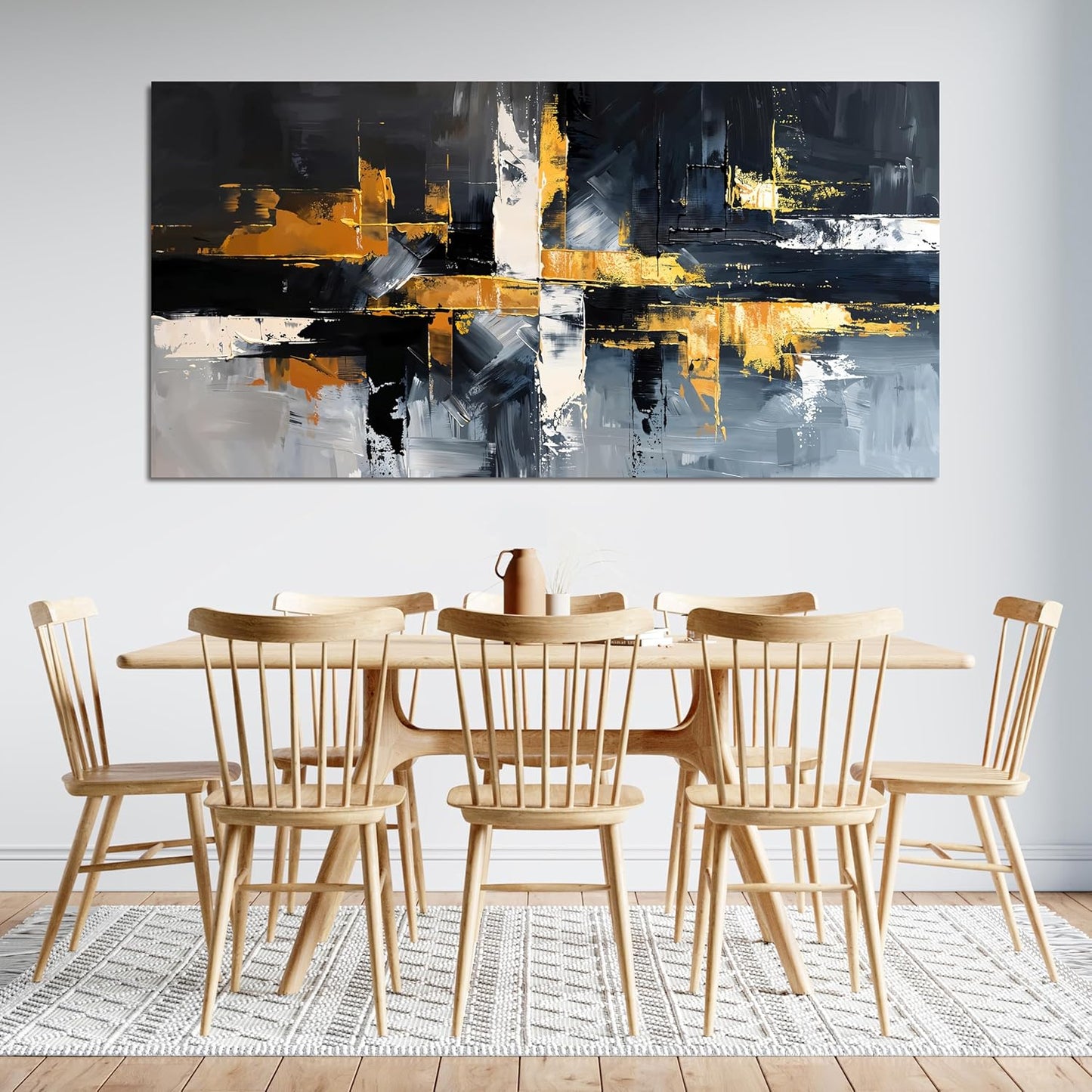 Abstract Canvas Wall Art Decor Large Wall Art for Living Room Black and White Wall Art Prints Gold Artwork for Walls Modern Abstract Art Abstract Canvas Art Wall Decor Bedroom Office Decor 24" X 48"