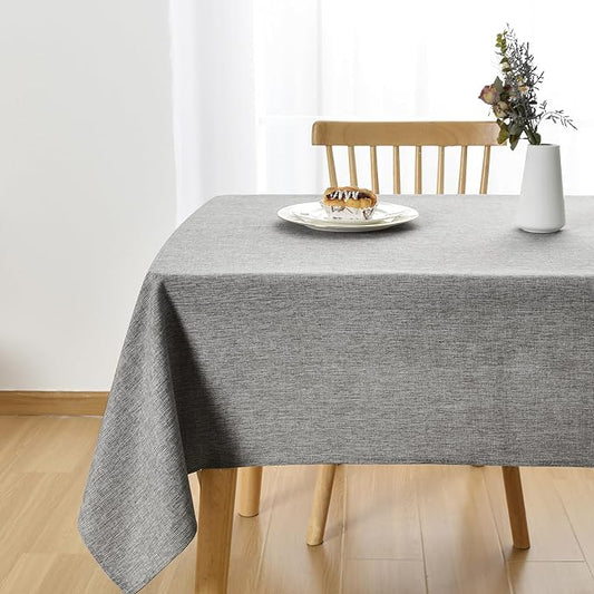 JIUZHEN Faux Linen Farmhouse Tablecloth Rectangular, Wrinkle Stain Resistant Table Cloth Rectangle Table Cover for Kitchen Dining, Holiday Party Dinner, Grey, 54 x 120 Inch